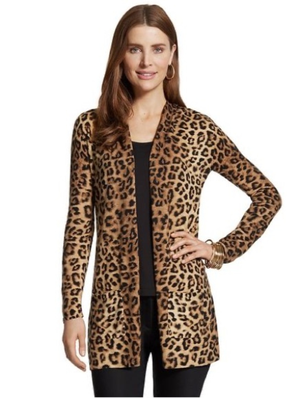 Chico's Cheetah Animal Print Knit Duster Cardigan Leopard Sz Small 4/6